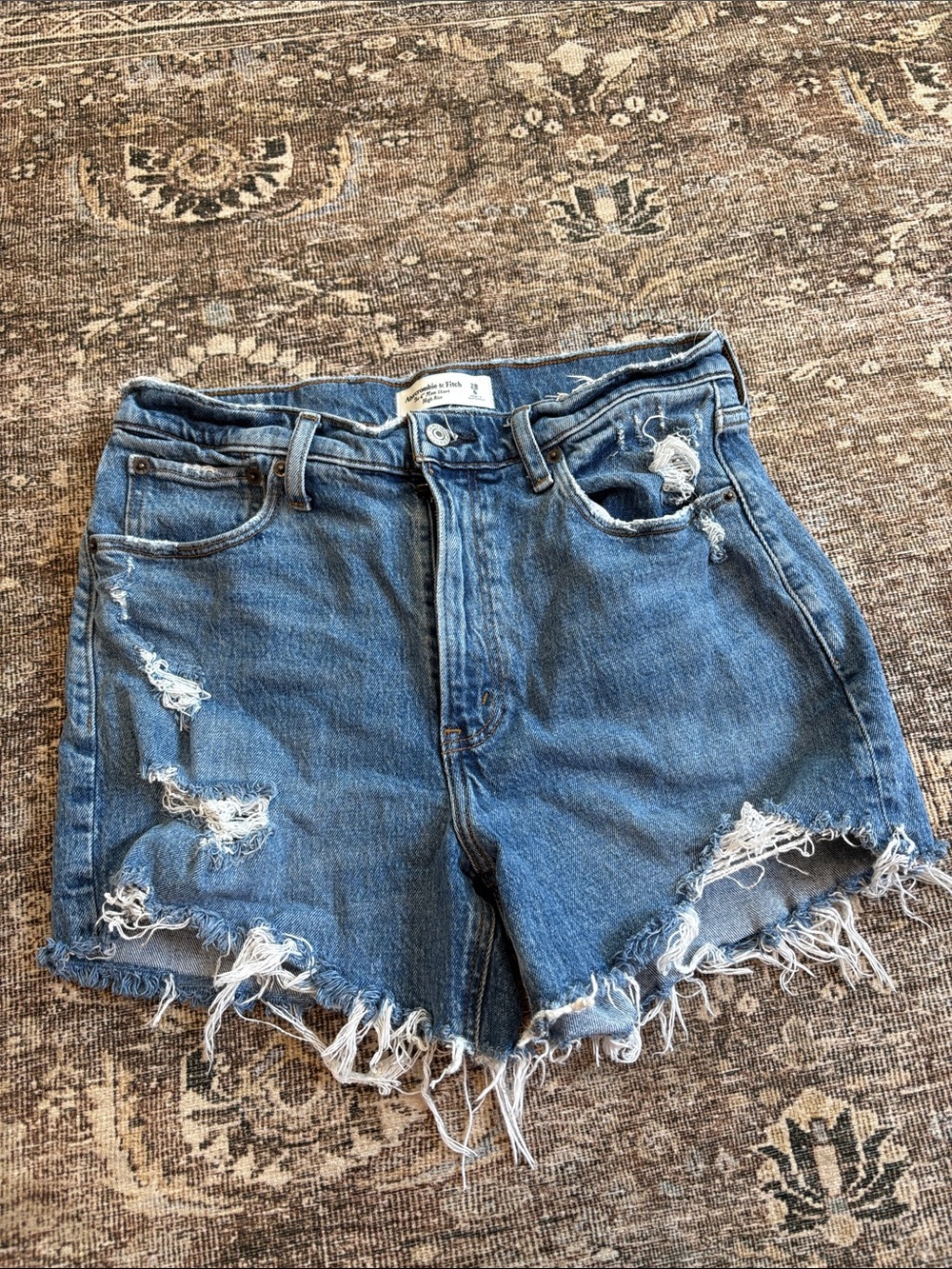 Abercrombie “The 4in Mom Short” High Rise Denim Shorts
